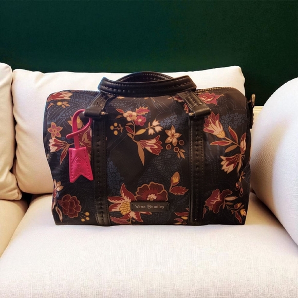 Vera Bradley Handbags - Vera Bradley Black Floral Crossbody Canvas Bag